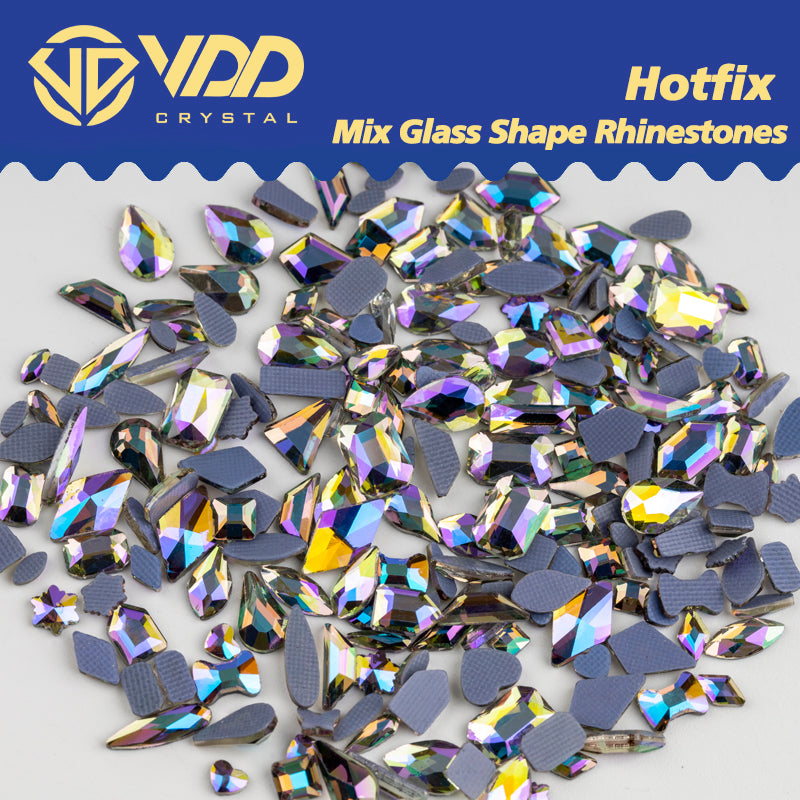 VDD  Shining Night  AAAAA Top Quality 100/500Pcs Mix Shape Glass Hotfix Crystal Rhinestones Flatback Stones DIY Crafts Dress Clothes Decorations