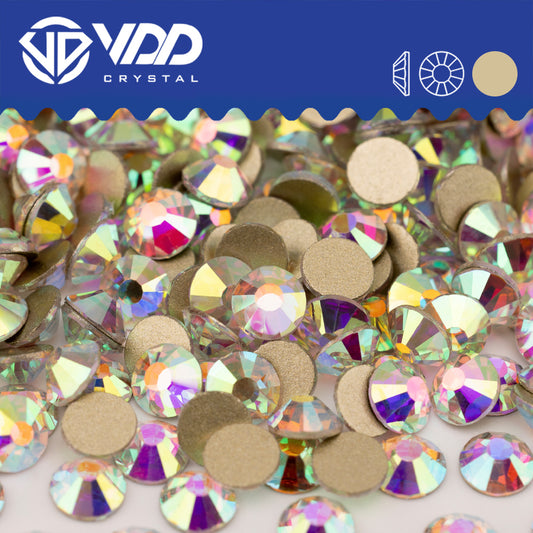 VDD 055 Crystal AB Gold-Back Rhinestones High Quality Glass Crystal Flatback Strass Stones JD999-055