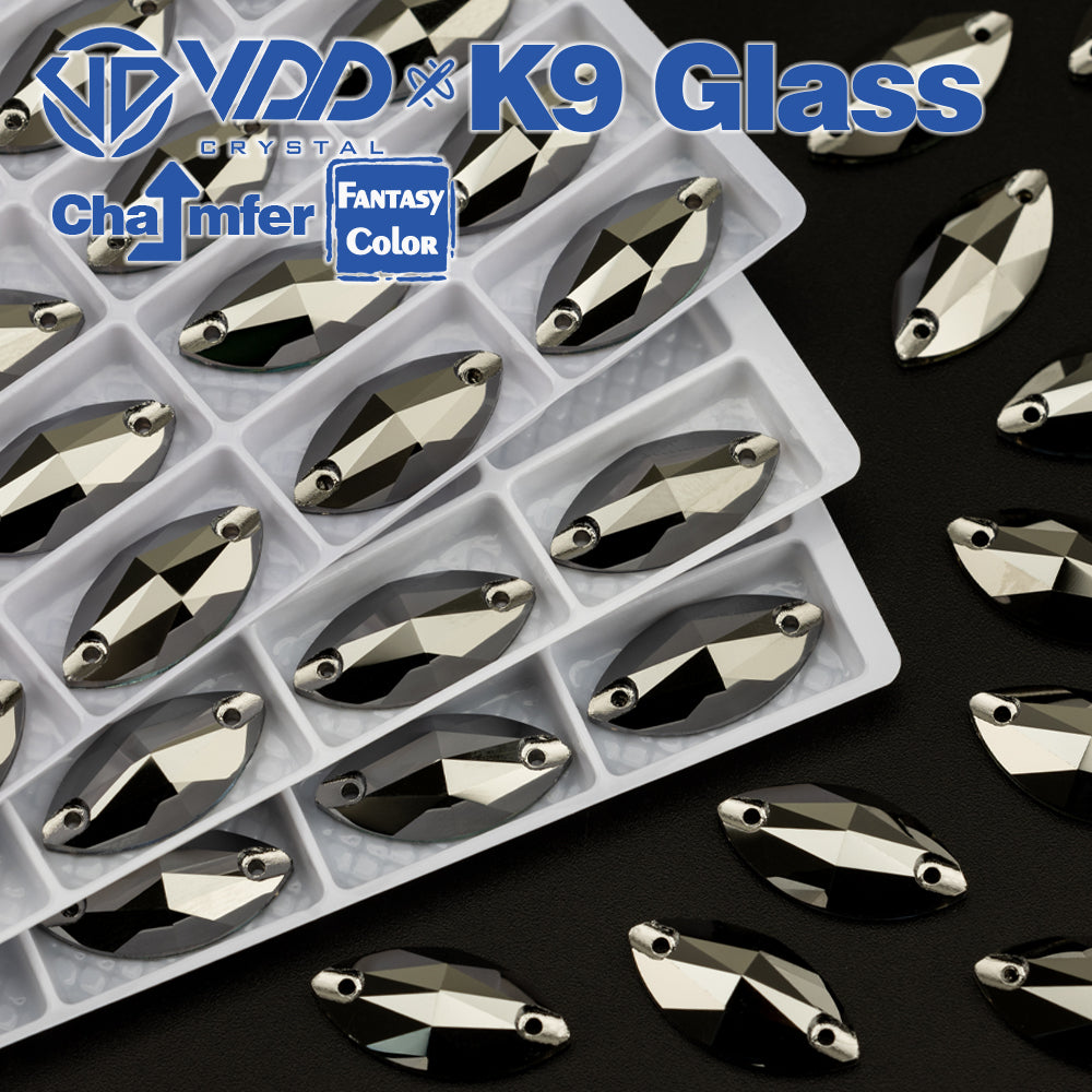 VDD Navette 9x18mm 36Pcs Hematite Color Top Quality K9 Glass Sew on Rhinestone Sewing Crystal Flatback Clothes Decorations