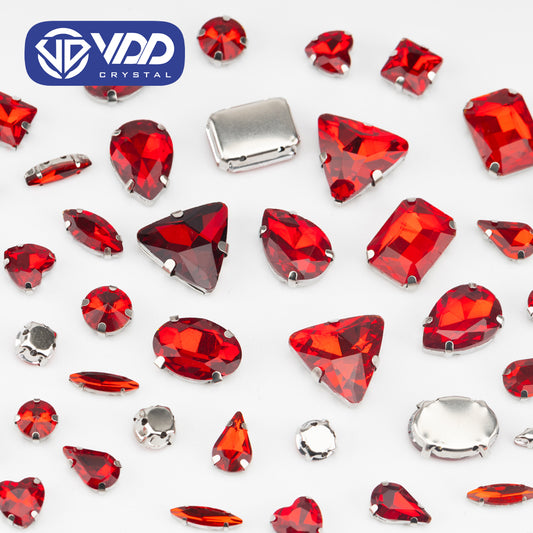 VDD Siam  Multi Shape Mix Size Glass Sew on Rhinestones Crystal Flatback Stones For DIY Shoes Accessories