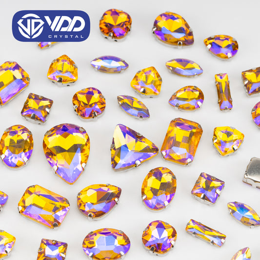 VDD Topaz AB Multi Shape Mix Size Glass Sew on Rhinestones Crystal Flatback Stones For DIY Shoes Accessories