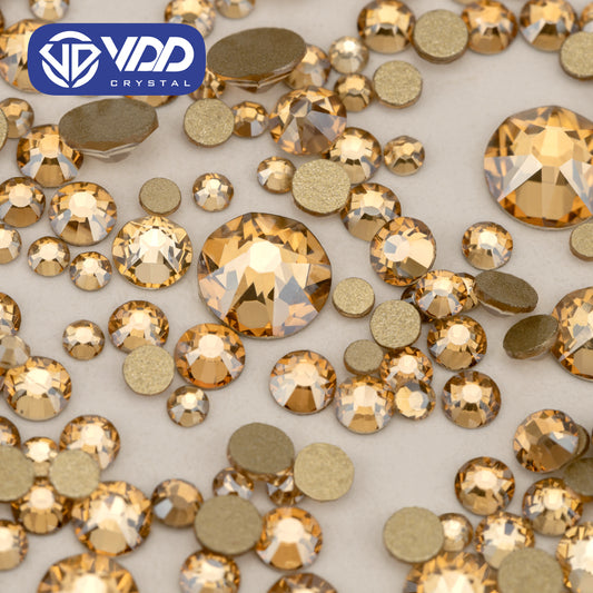 VDD 058 Golden Shadow 1440Pcs SS4-SS20 Mix Size Clear Crystal Non HotFix Gold Flat Back Rhinestones DIY 3D Nail Art Accessories