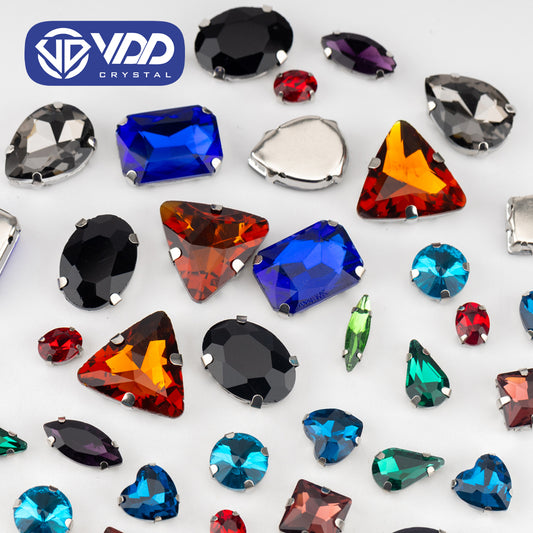 VDD Dark Mix Color Multi Shape Mix Size Glass Sew on Rhinestones Crystal Flatback Stones For DIY Shoes Accessories