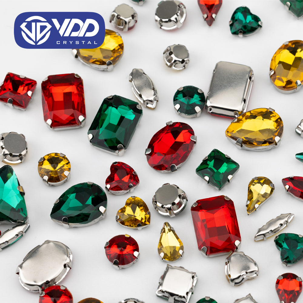 VDD Christmas Color Multi Shape K9 Glass Sew On Rhinestones High Quality AAAAA Crystal Flatback Sewing Strass Stones