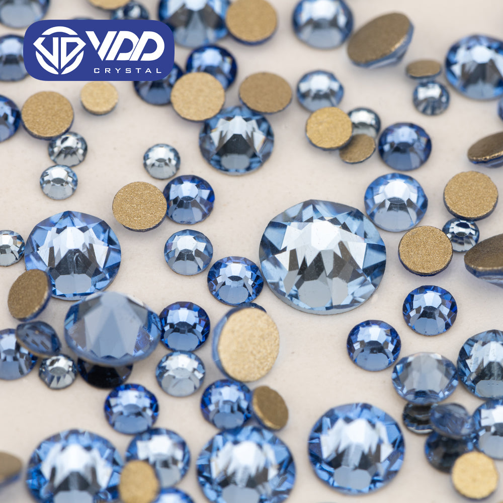VDD 028 Lt.Sapphire Wholesale Mix Size SS6-SS30 High Quality Glass 2088 Rhinestones Crystal Gold Flatback Strass Stones Nail Art DIY Decorations