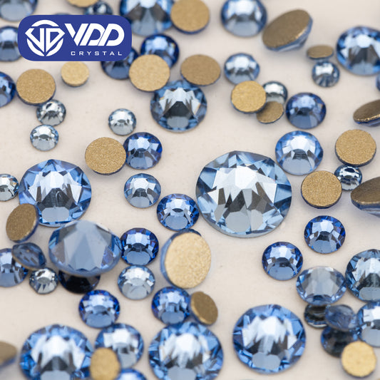 VDD 028 Lt.Sapphire Wholesale Mix Size SS6-SS30 High Quality Glass 2088 Rhinestones Crystal Gold Flatback Strass Stones Nail Art DIY Decorations