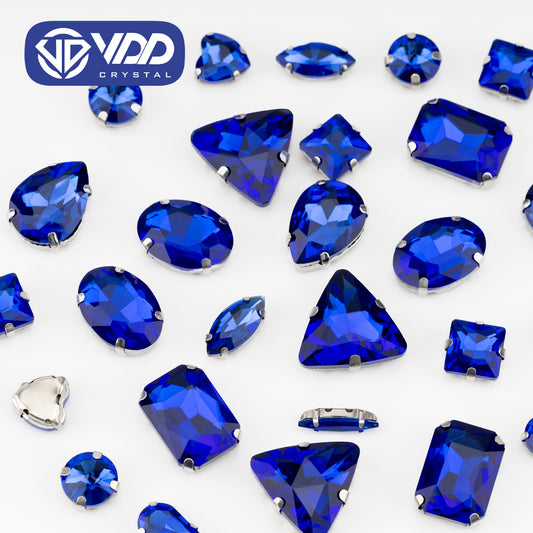 VDD  Sapphire Multi Shape Mix Size Glass Sew on Rhinestones Crystal Flatback Stones For DIY Shoes Accessories