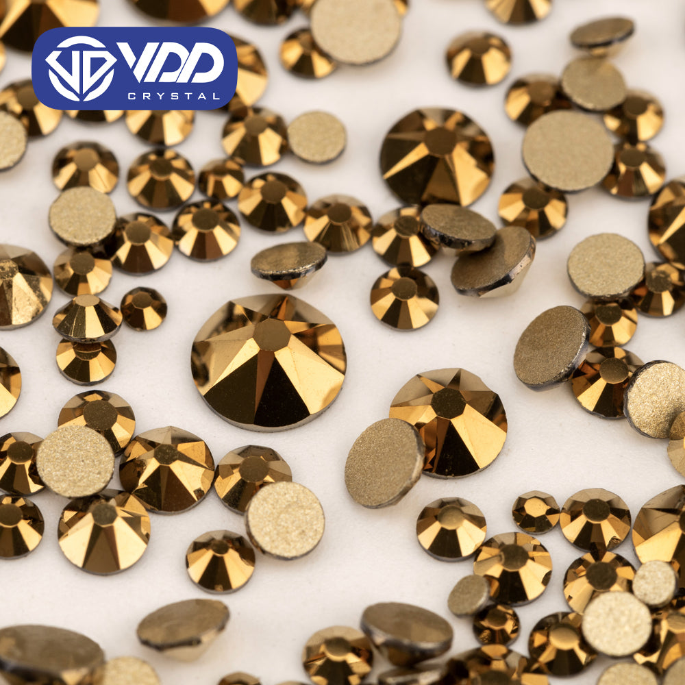 VDD 067 Aurum 1440Pcs SS4-SS20 Mix Size Crystal Non HotFix Gold Flat Back Rhinestones Decorations DIY 3DNail Art Accessories