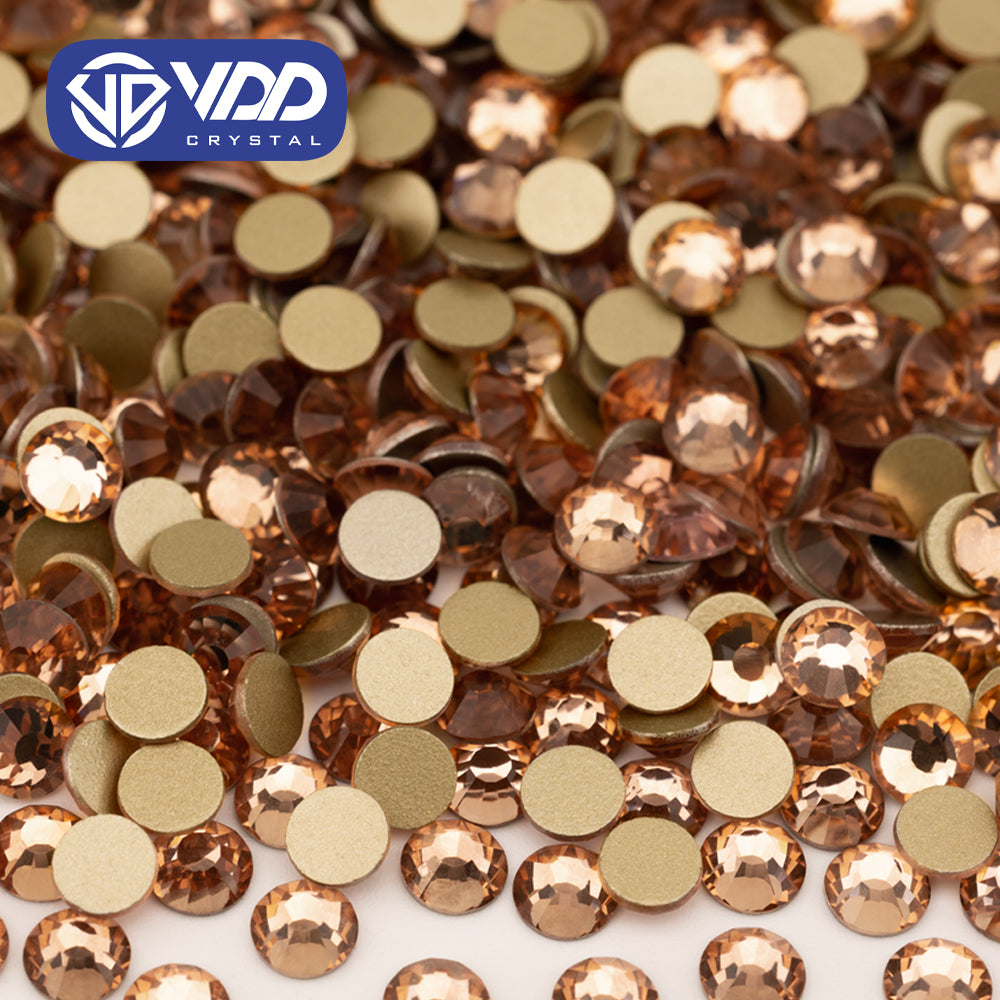 VDD 010 Lt.Peach High Quality Glass Rhinestones Crystal Gold Flatback Strass Stones For Nail Art Crafts DIY Decorations