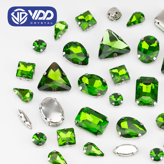 VDD Green Multi Shape Mix Size Glass Sew on Rhinestones Crystal Flatback Stones For DIY Shoes Accessories