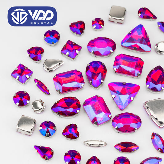VDD Rose AB Multi Shape Mix Size Glass Sew on Rhinestones Crystal Flatback Stones For DIY Shoes Accessories