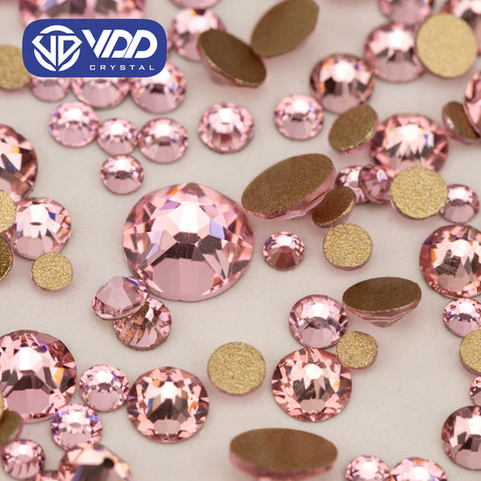 VDD 040 Light Rose Wholesale Mix Size SS6-SS30 High Quality Glass 2088 Rhinestones Crystal Gold Flatback Strass Stones Nail Art DIY Decorations