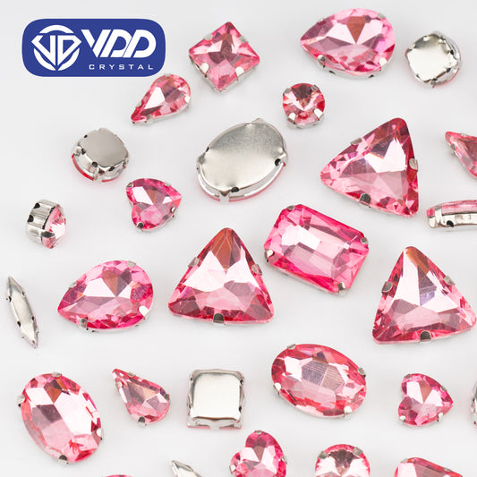 VDD  Light Rose Multi Shape Mix Size Glass Sew on Rhinestones Crystal Flatback Stones For DIY Shoes Accessories