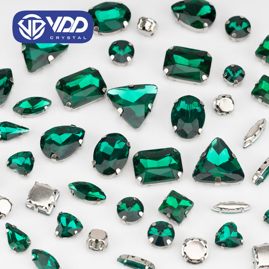 VDD Pore Green  Multi Shape Mix Size Glass Sew on Rhinestones Crystal Flatback Stones For DIY Shoes Accessories
