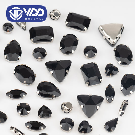 VDD  Jet Multi Shape Mix Size Glass Sew on Rhinestones Crystal Flatback Stones For DIY Shoes Accessories