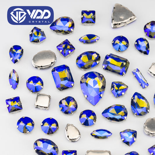 VDD  Black Diamond AB Multi Shape Mix Size Glass Sew on Rhinestones Crystal Flatback Stones For DIY Shoes Accessories