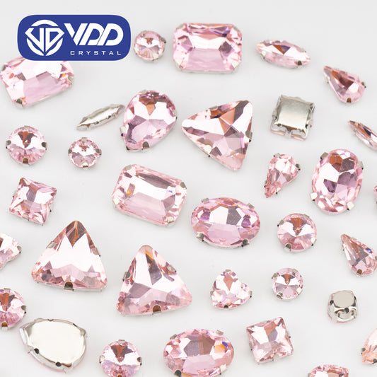 VDD  Pink Multi Shape Mix Size Glass Sew on Rhinestones Crystal Flatback Stones For DIY Shoes Accessories