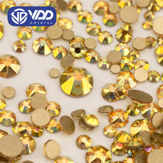 VDD 125 Sun Shine Wholesale Mix Size SS6-SS30 High Quality Glass 2088 Rhinestones Crystal Gold Flatback Strass Stones Nail Art DIY Decorations