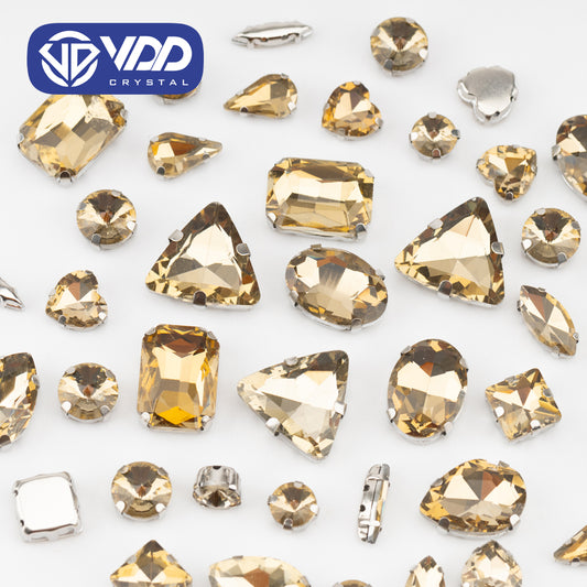 VDD  Light Coffee Multi Shape Mix Size Glass Sew on Rhinestones Crystal Flatback Stones For DIY Shoes Accessories