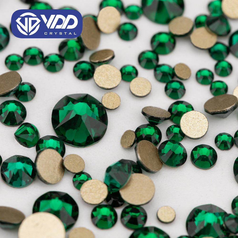 VDD 022 Emerald Wholesale Mix Size SS6-SS30 High Quality Glass 2088 Rhinestones Crystal Gold Flatback Strass Stones Nail Art DIY Decorations