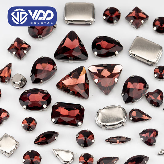 VDD Wine Red Multi Shape Mix Size Glass Sew on Rhinestones Crystal Flatback Stones For DIY Shoes Accessories