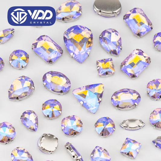 VDD Violet AB Multi Shape Mix Size Glass Sew on Rhinestones Crystal Flatback Stones For DIY Shoes Accessories