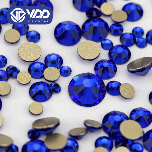 VDD 030 Sapphire Wholesale Mix Size SS6-SS30 High Quality Glass 2088 Rhinestones Crystal Gold Flatback Strass Stones Nail Art DIY Decorations