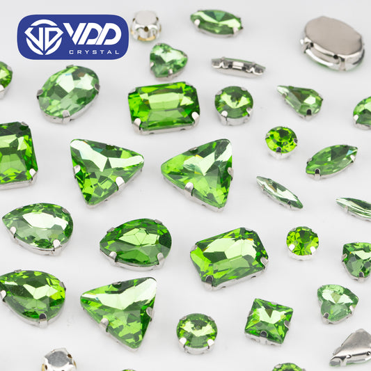 VDD Peridot Multi Shape Mix Size Glass Sew on Rhinestones Crystal Flatback Stones For DIY Shoes Accessories