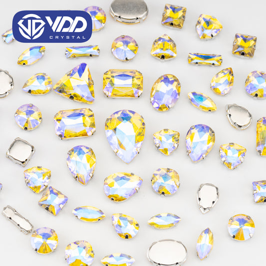 VDD Jonquil AB Multi Shape Mix Size Glass Sew on Rhinestones Crystal Flatback Stones For DIY Shoes Accessories