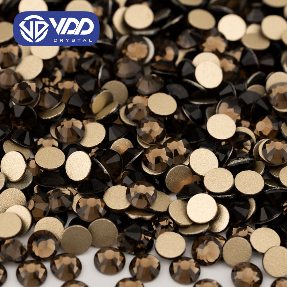 VDD 008 Smoked Topaz High Quality Glass Rhinestones Crystal Gold Flatback Strass Stones For Nail Art Crafts DIY Decorations