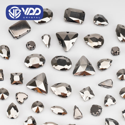 VDD Hematite Multi Shape Mix Size Glass Sew on Rhinestones Crystal Flatback Stones For DIY Shoes Accessories