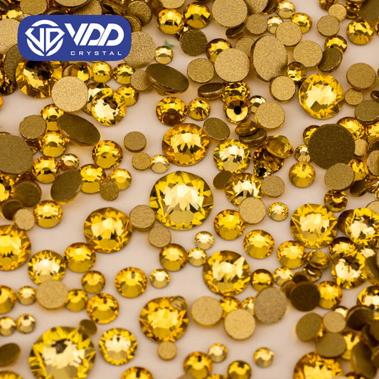VDD 005 Citrine Wholesale Mix Size SS6-SS30 High Quality Glass 2088 Rhinestones Crystal Gold Flatback Strass Stones Nail Art DIY Decorations