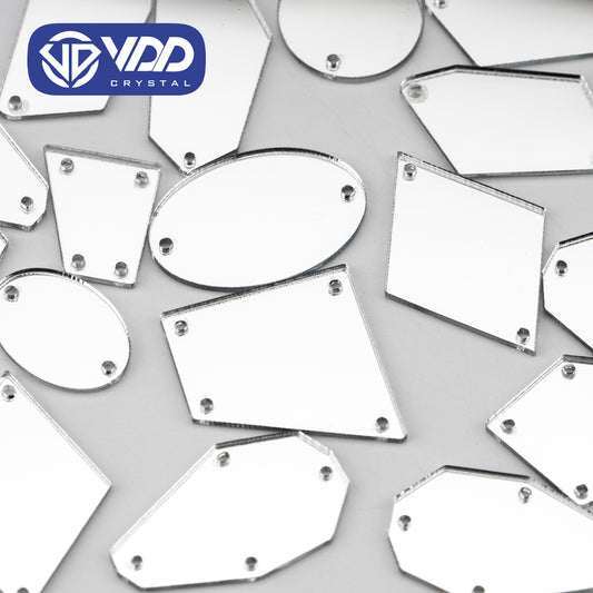 VDD 30/60/200Pcs MixSize White Acrylic Mirror Sewing Rhinestones Sew On DIY Crafts FlatBack Sewing Stones For Garment Decorations