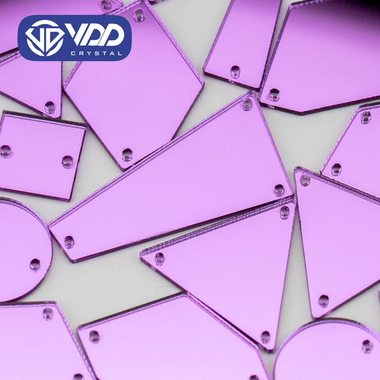 VDD 30/60/200Pcs Mix Size Purple Acrylic Mirror Sewing Rhinestones Sew On DIY Crafts Flat Back Stones For Garment Decorations