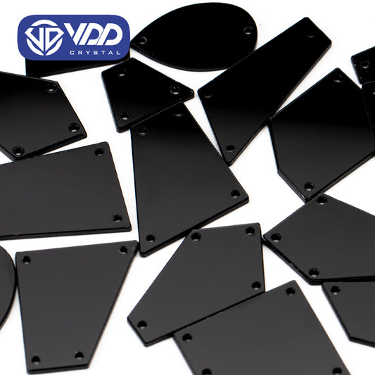 VDD 30/60/200Pcs MixSize Black Acrylic Mirror Sewing Rhinestones SewOn DIY Crafts FlatBack Sewing Stones For Garment Decorations
