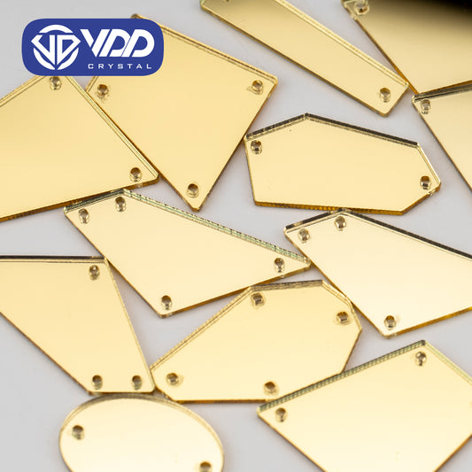 VDD 30/60/200Pcs Mix Size LightYellow Acrylic Mirror Sewing Rhinestones SewOn DIY Crafts FlatBack Stones For Garment Decorations