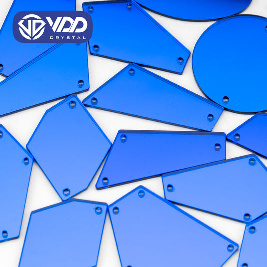 VDD 30/60/200Pcs Mix Size Blue Acrylic Mirror Sewing Rhinestones Sew On DIY Crafts Flat Back Stones For Garment Decorations