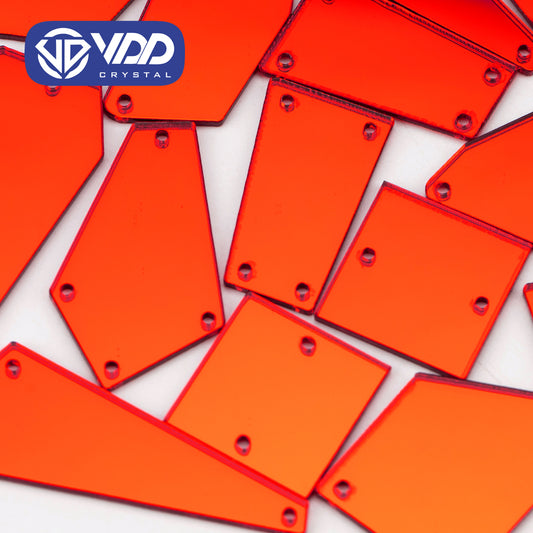 VDD 30/60/200Pcs Mix Size Red Orange Acrylic Mirror Sewing Rhinestones Sew On DIY Crafts FlatBack Stones For Garment Decorations