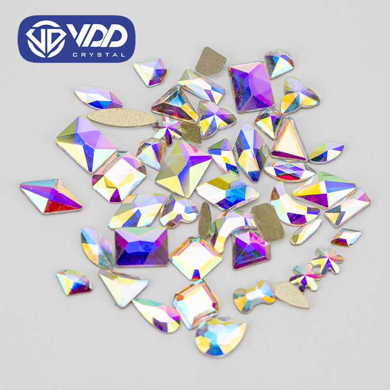 VDD  Crystal AB Mix Shape Non-hotfix Rhinestones Glass Crystal Flatback Strass Stones Shape