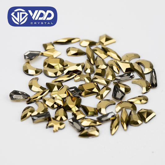 VDD  Monte Carla 100/500Pcs New Color Mixed Shape Glass Crystal Rhinestones Flatback Strass Glitter Shiny Nail Art DIY Decoration Accessories