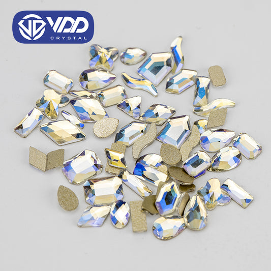 VDD Moonlight 100/500Pcs New Color Mixed Shape Glass Crystal Rhinestones Flatback Strass Glitter Shiny Nail Art DIY Decoration Accessories