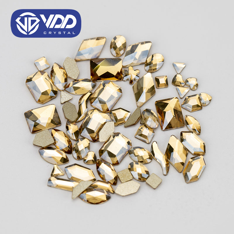 VDD Golden Shadow Mix Shape Non-hotfix Rhinestones Glass Crystal Flatback Strass Stones Shape