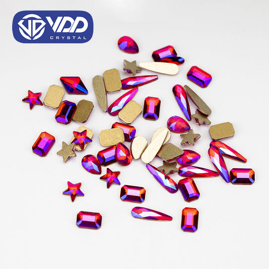 VDD Siam AB 100/500Pcs New Color Mixed Shape Glass Crystal Rhinestones Flatback Strass Glitter Shiny Nail Art DIY Decoration Accessories
