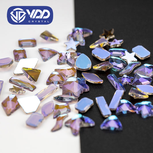 VDD Transparent Violet 100/500Pcs New Color Mixed Shape Glass Crystal Rhinestones Flatback Strass Glitter Shiny Nail Art DIY Decoration Accessories