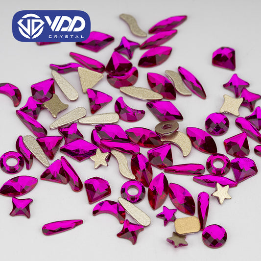VDD Rose 100/500Pcs New Color Mixed Shape Glass Crystal Rhinestones Flatback Strass Glitter Shiny Nail Art DIY Decoration Accessories