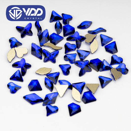 VDD Sapphire 100/500Pcs New Color Mixed Shape Glass Crystal Rhinestones Flatback Strass Glitter Shiny Nail Art DIY Decoration Accessories