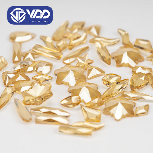 VDD  Transparent Peach 100/500Pcs New Color Mixed Shape Glass Crystal Rhinestones Flatback Strass Glitter Shiny Nail Art DIY Decoration Accessories