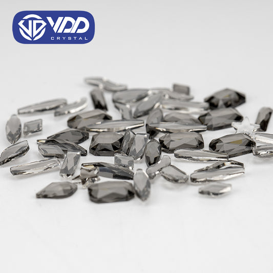 VDD Transparent Grey  100/500Pcs New Color Mixed Shape Glass Crystal Rhinestones Flatback Strass Glitter Shiny Nail Art DIY Decoration Accessories