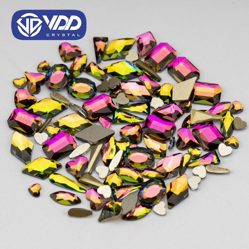 VDD Rainbow Mix Shape Non-hotfix Rhinestones Glass Crystal Flatback Strass Stones Shape