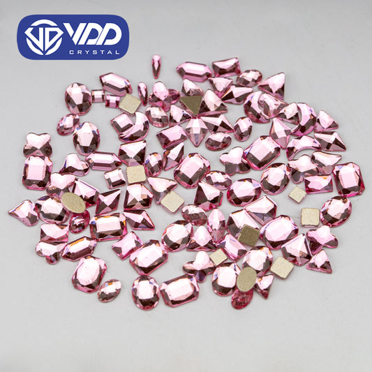 VDD D.LT.Rose 100/500Pcs New Color Mixed Shape Glass Crystal Rhinestones Flatback Strass Glitter Shiny Nail Art DIY Decoration Accessories